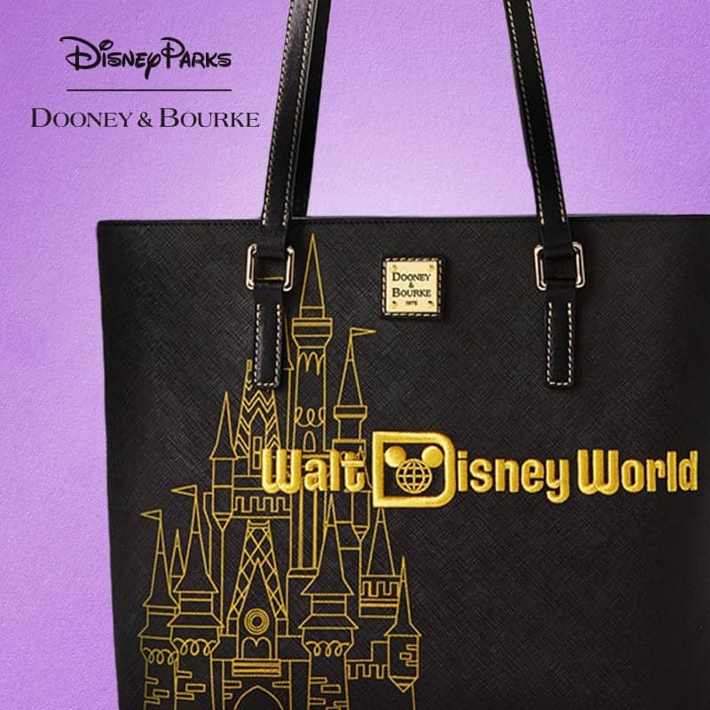 Disney Dooney and Bourke Bag - Walt Disney World - Black and Gold Castle Shopper Tote
