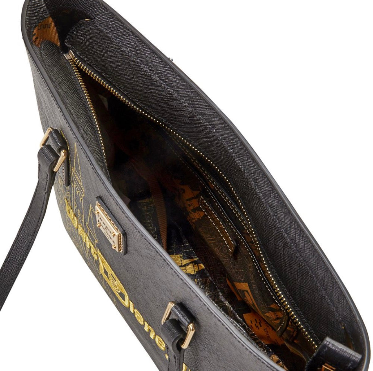 Disney Dooney and Bourke Bag - Walt Disney World - Black and Gold Castle Shopper Tote