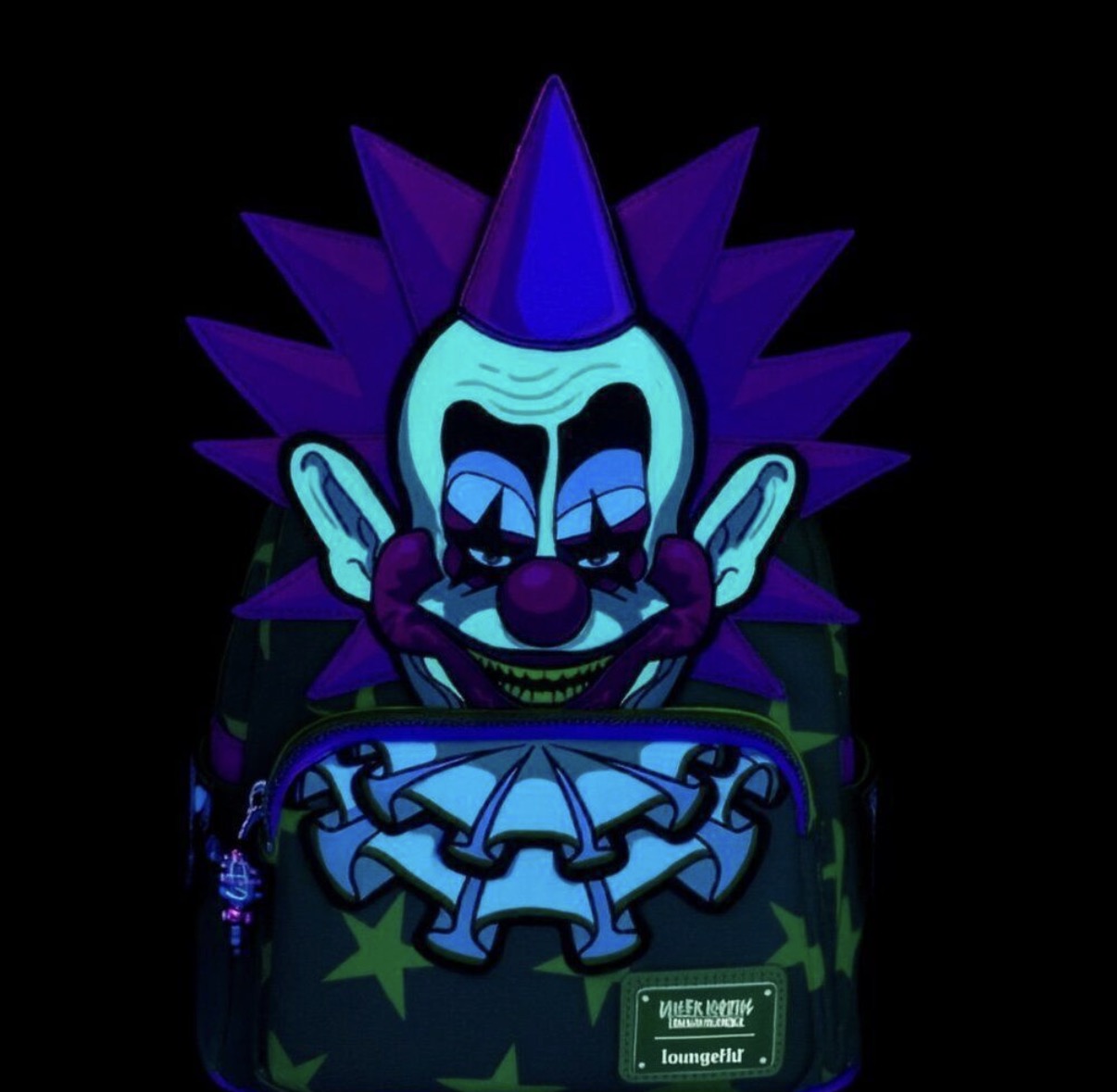 Loungefly NYCC Limited Edition Killer Klowns Spikey Glitter Cosplay Glow Mini Backpack