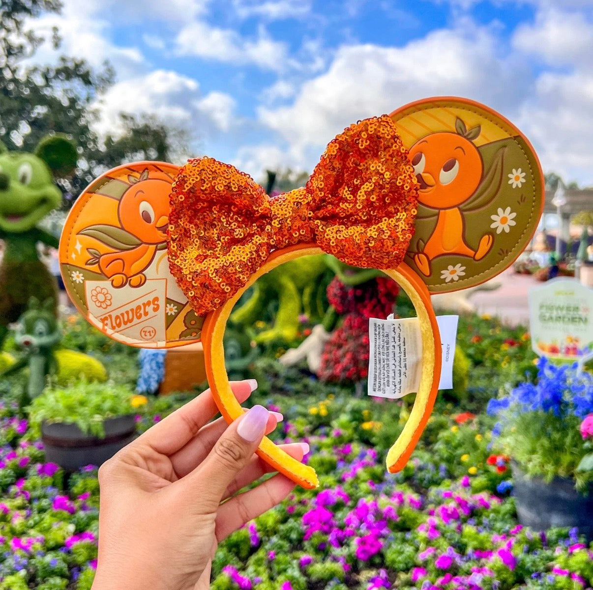 Disney Parks Epcot Flower Garden Festival Orange Bird Mickey Ear Headband