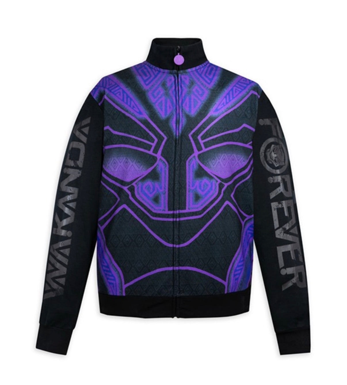 Disney Marvel Large Black Panther Wakanda Forever Warm Zip Up Jacket