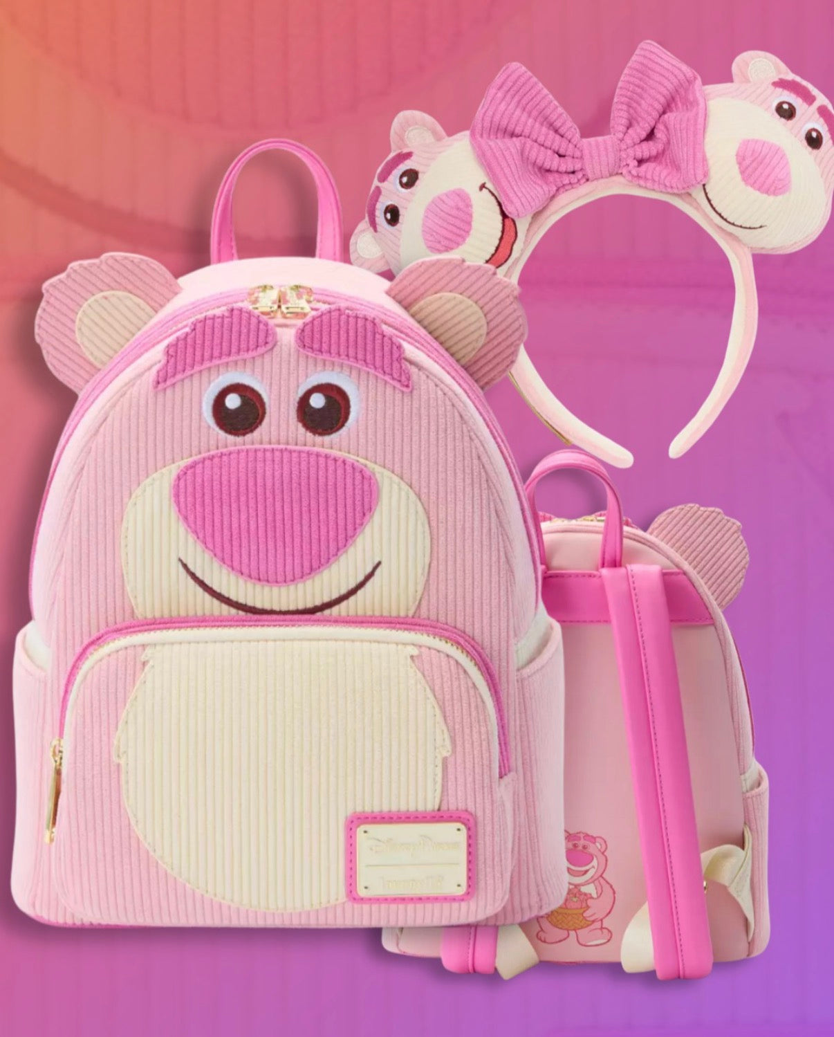 Loungefly Toy Story Lotso Backpack & Headband Ears Set Strawberry Scented